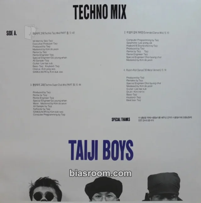 Seo Taiji and Boys - Taiji Boys Live & Techno MiX Album album inclusion double-sided lyric card vinyl version