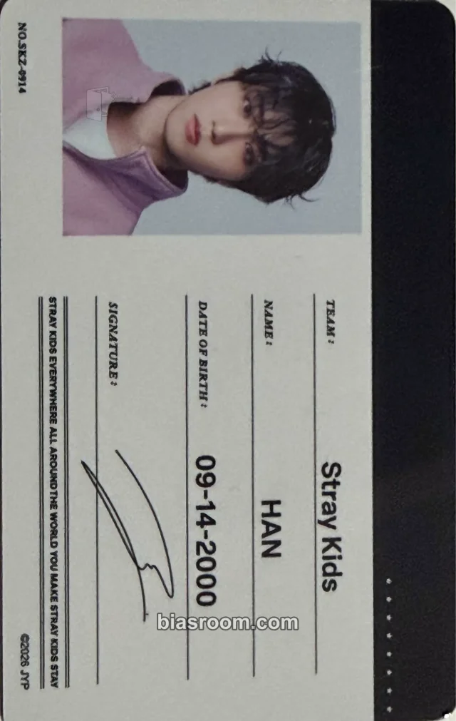 Photocard K-pop de HAN Stray Kids RUN IT World Tour