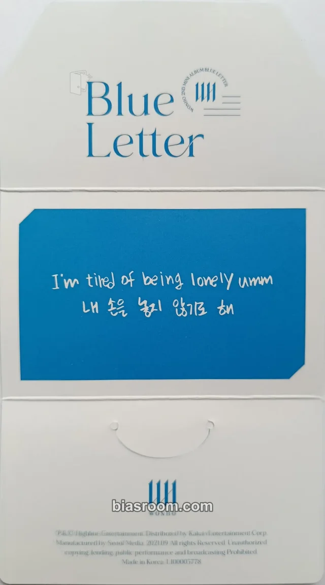 Wonho Wonho Blue Letter K-pop photocard