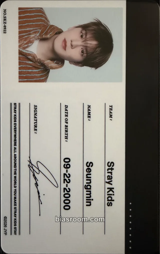 Photocard K-pop Seungmin Stray Kids RUN IT World Tour