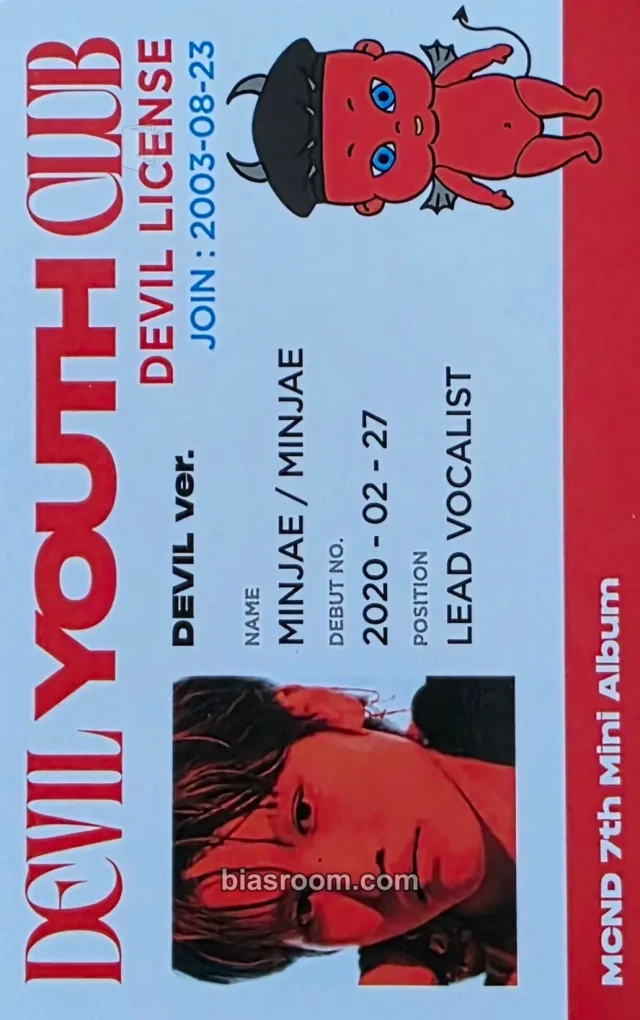 Minjae MCND Devil Youth Club K-pop photocard