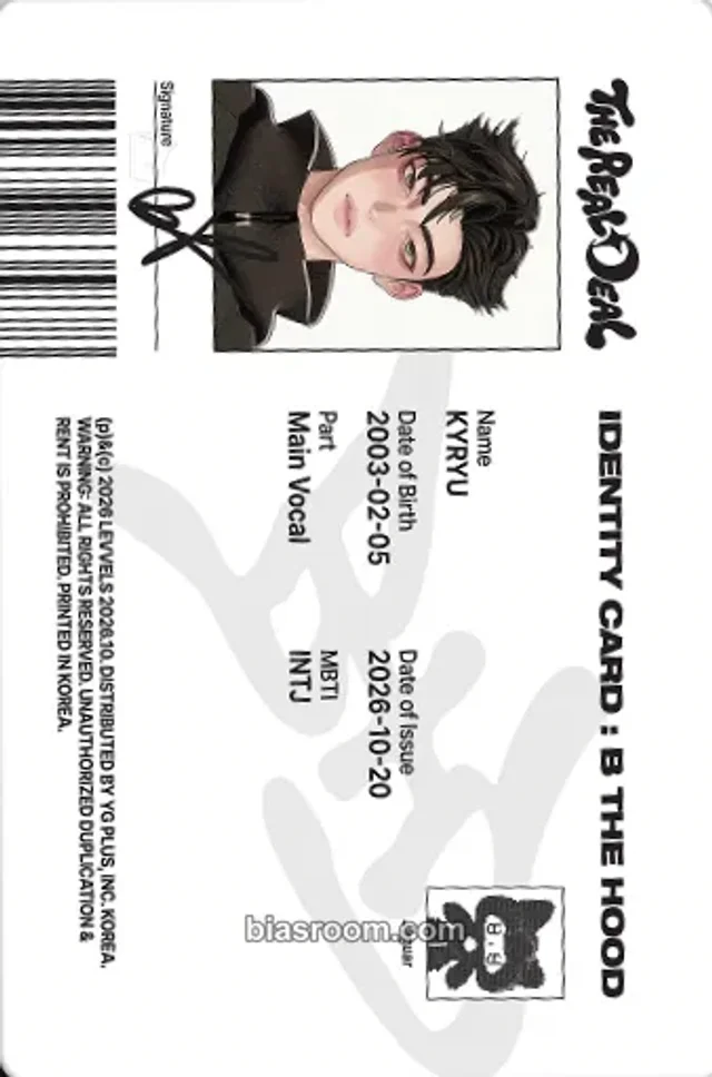 Kyryu B THE HOOD THE REAL DEAL K-pop photocard